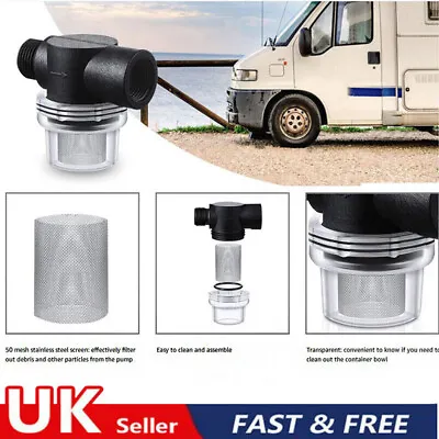 Water Pump Filter Strainer In Line 1/2  Threaded For RV Motorhome Campervan UK • £8.39