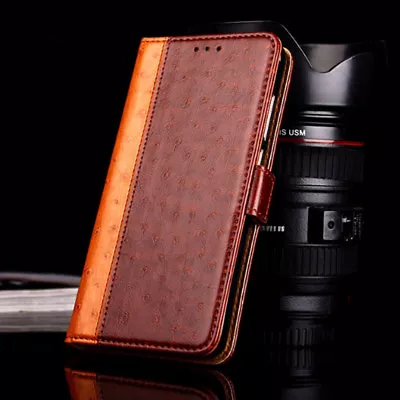 $13.99 • Buy Luxury Ostrich Texture Leather Flip Case Wallet Cover For OnePlus 7 6T 6 5T 2 3