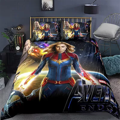 Captain Marvel Duvet Quilt Cover Set Single Double King Super King Size Bed • £34.19