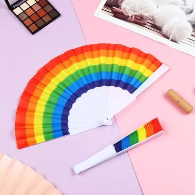 Fashion Cooler Gay Pride Vintage Rainbow Folding Fan LGBT Hand Fan Chinese Fan • $7.84