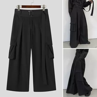 Mens Hippie Gypsy Loose Black Pants Baggy Party Wide Leg Long Trousers Bottoms • $25.55