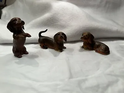 Vtg Lefton Bone China Lot Of 3 Dachshund Puppy Dog Figurines Excellent Condition • $45