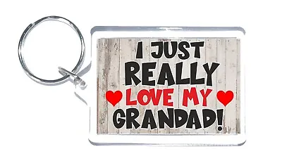 Nice Grandad Gift - I Just Really Love My Grandad - Novelty Keyring - Present • £3.95