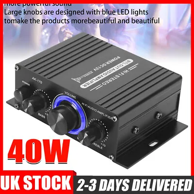 DC 12V HiFi Power Amplifier Mini Small Audio Digital Stereo Car FM AMP Home New • £10.89
