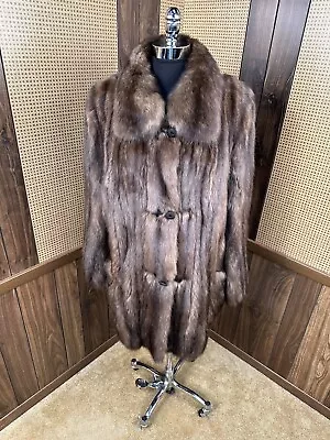 Saks Jandel Zang Toi Designer Silvery Russian Sable Fur Coat Jacket Xl 12 - 14 • $2995