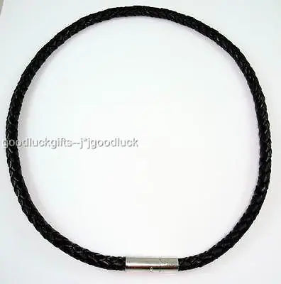 17  Black Surfer 6mm Braided Leather Choker Necklace Cool Men's • $7.25