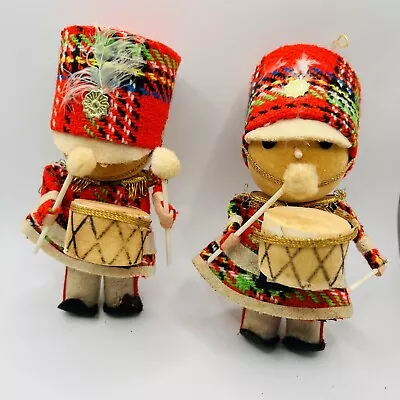 Vintage Little Drummer Boy 5” Christmas Ornament Flocked Felt Fabric Japan • $19.99