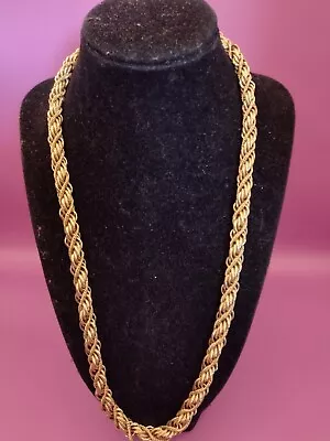 Vtg. Monet Textured & Shiny Gold Tone Twisted Chunky 2-chain Necklace  • $15