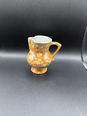 Vintage Mid Century Modern Pottery Pitch Orange White Black Lava Glaze Czech Rep • $15