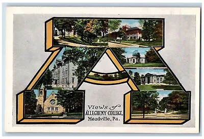 Meadville Pennsylvania PA Postcard Views Allegheny College C1920 Vintage Antique • $19.47