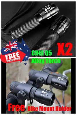 2X 1200Lm Zoomable CREE Q5 LED Flashlight 3XAAA Camping Outdoor Torch Bike Light • $24.90