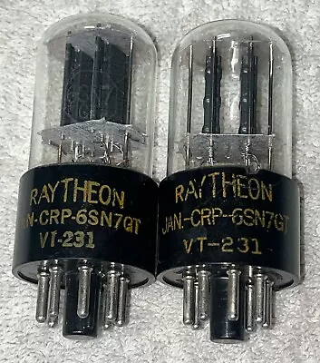 Pair Raytheon JAN-CRP 6SN7GT/VT-231 Vacuum Tubes Amplitrex AT1000 Tested Strong • $115