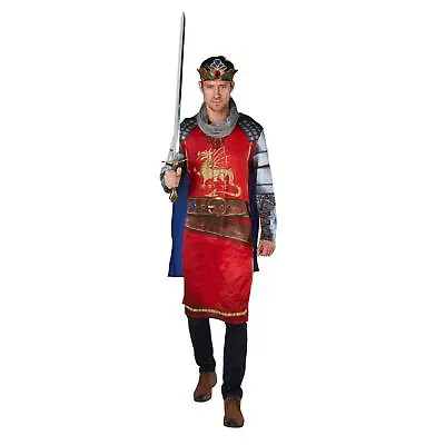 Mens King Arther Medieval Ruler Royal Knight Historical Fancy Dress Costume • £19.44
