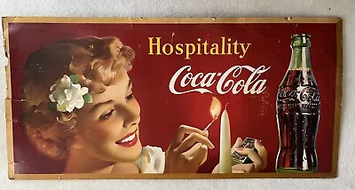 Vintage ORIGINAL 1950 Coca-Cola Coke Soda Double-Sided Cardboard Sign • $10.50