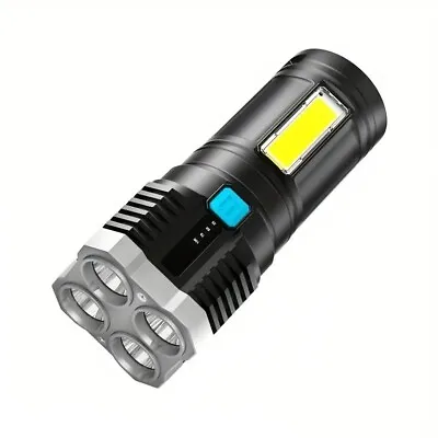 1pc LED Flashlight Powerful 4 LED Flashlight With COB Side Light 4 Modes USB R • $10.99