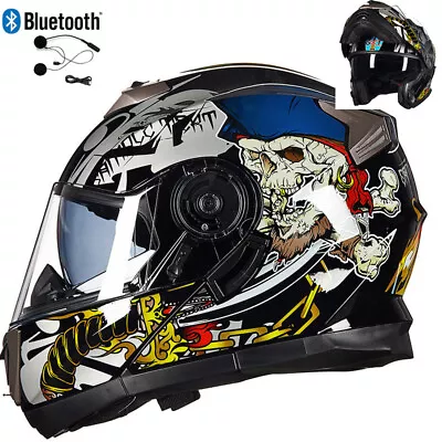 DOT Bluetooth Flip Up Motorcycle Helmet Full Face Motorbike Crash Modular Helmet • $88.92