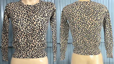 Leopard Animal Print Stretch Merona 100% Cotton Button Shirt Long Sleeve Small • $10.20
