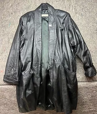 Vintage Excelled Mens Jacket Coat Genuine Leather Black Size L • $39.99