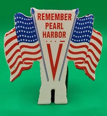 Vintage REMEMBER PEARL HARBOR Porcelain License Plate Topper - VICTORY! • $26