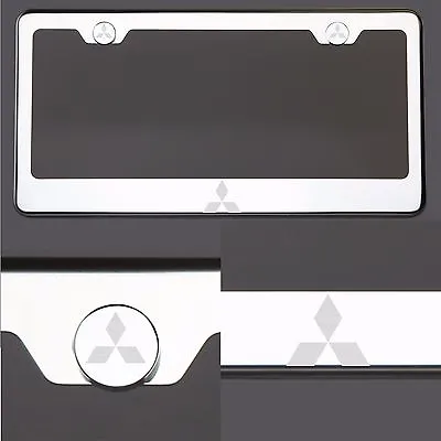 T304 Chrome Laser Engraved Etched Silver Mitsubishi Logo New License Plate Frame • $28.98