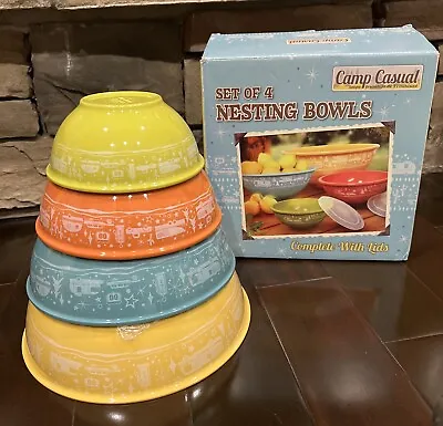 Camp Casual Melamine Nesting Picnic Camping Bowl Lids Set Of 4 • $29.95