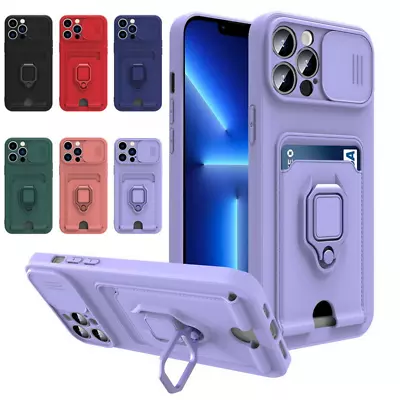 ShockProof Ring Holder Card Slot Case For IPhone 15 14 13 Pro Max 12 11 XR Cover • $8.79