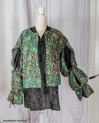 Men's Hunter Green Doublet Costume Large Brocade Renaissance Coat Pirate • $65