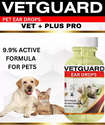 *VET STRENGTH* Dog Ear Cleaner Drops STOP Shaking Ears Itching Mites Odour Wax   • £7.99