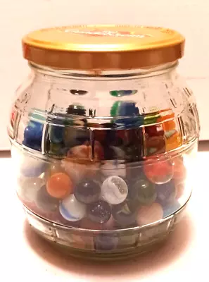 Marble Lot- Assorted 150 Glass Marble In German Pickle Jar-Vtg. Contempt #1 • $35