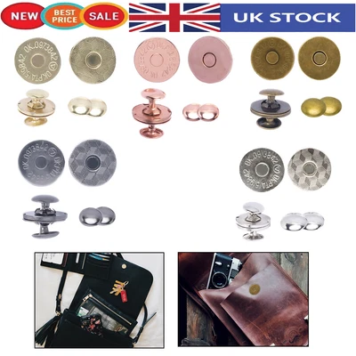 £3.79 • Buy Double Rivet Round Magnetic Snaps Metal Clasp Closures 14/18mm Studs Purse Bags
