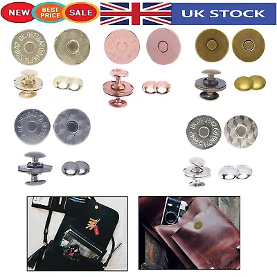£3.79 • Buy Double Rivet Round Magnetic Snaps Metal Clasp Closures 14/18mm Studs Purse Bags