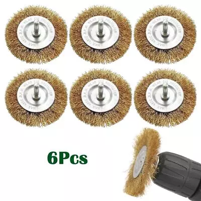 6pcs 100mm 1/4 Shank Flat Wire Wheel Paint Rust Removal Brush For Rotary Drill • $21.69