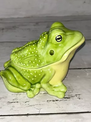 Aldon Ceramic Green Frog Toad Vintage Green Gloss Finish Trinket Box Jar Japan • $24.99