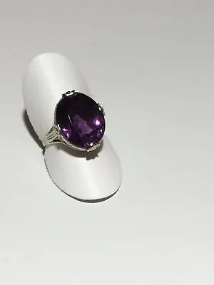 Vintage 18 Kt White Gold Filigree Amethyst Ring • $395