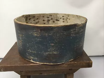 Primitive Antique Blue Sugar Bucket Wooden • $85