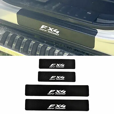 4 Pcs Carbon Fiber Leather Car Door Sill Protector For Ford Super Duty F-150 Fx4 • $16