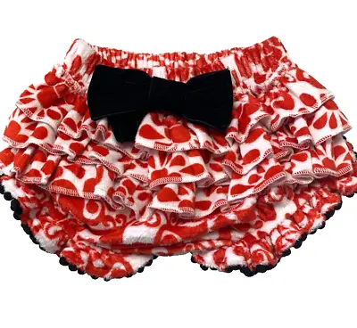 Mud Pie Girls 0-6 Months Velvet Bow Minky Red Floral Christmas Holiday Bloomer • $7.49