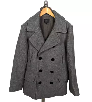 J. CREW Sz M Naval Pea Coat Insulated Coat Wool Blend Gray Men's • $149.99