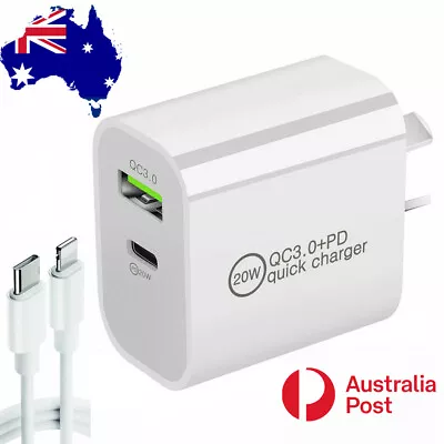 $13.99 • Buy 20W DUAL USB-C Type C PD Fast Wall Charger Adaptor QC3.0 For Android IPhone IPad