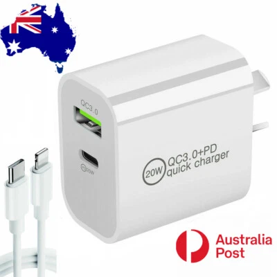 $4.99 • Buy 20W DUAL USB-C Type C PD Fast Wall Charger Adaptor QC3.0 For Android IPhone IPad