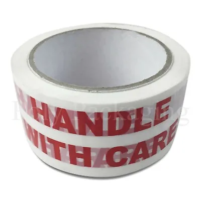 12 X HANDLE WITH CARE TAPE For Warning/Attention (48mmx66m)2  Packing Parcels • £18.90