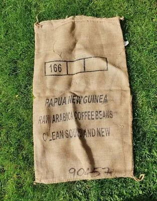 2 X COFFEE SACKS HESSIAN JUTE PAPUA NEW GUINEA CRAFT WEDDING GARDEN DAVE GRANT • £16