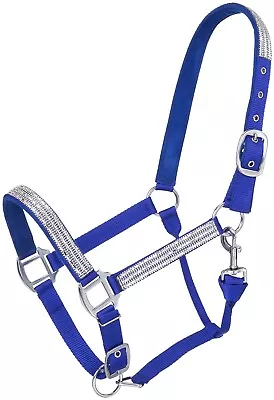 Nylon Halter - Loaded With Crystals - Horse Size - Adjustable - 4 Colors • $24.55