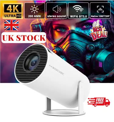 4K UltraHD Mini Portable Multimedia Projector - Home Cinema - WIFI & Bluetooth • £64.99