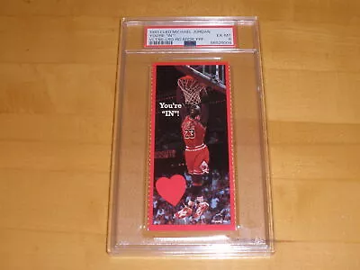 1991 Cleo Michael Jordan Valentines Day Large Red Border You�re In! PSA 6 EX-MT • $0.99