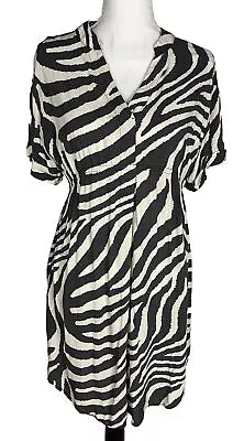 H&M Mama Maternity Dress Size S Brown Animal Print Viscose Dress V Neckline • $19