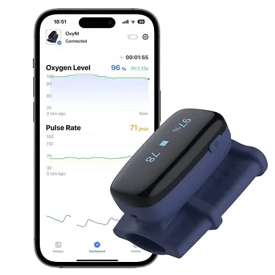 Pulse Oximeter Finger Bluetooth SpO2 PR Heart Rate Finger Blood Oxygen Monitor • $89.99