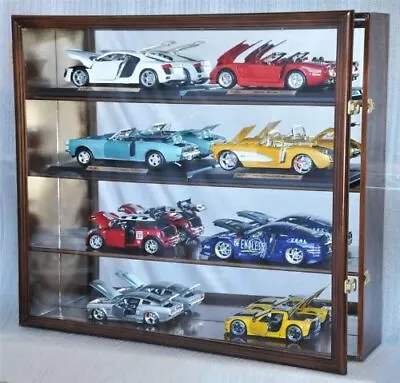 Car Display Case Cherry 8 Pcs Diecast 1/18 Scale Model Wood Rack Shelf Cabinet • $262.47