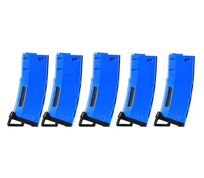 Lancer Tactical 130 Round High Speed Mid-Cap Airsoft Magazine Pack Of 5 - Blue • $59.99
