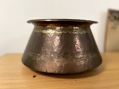 Antique Middle Eastern Hand Hammered Bronze Pot 12  X 5.5  Diameter • $275